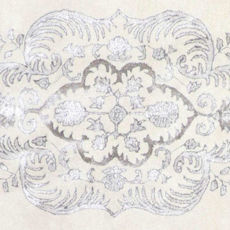 4’11″x4’11” Decorative Ivory Vintage Wool & Silk HandTufted Rug Rug