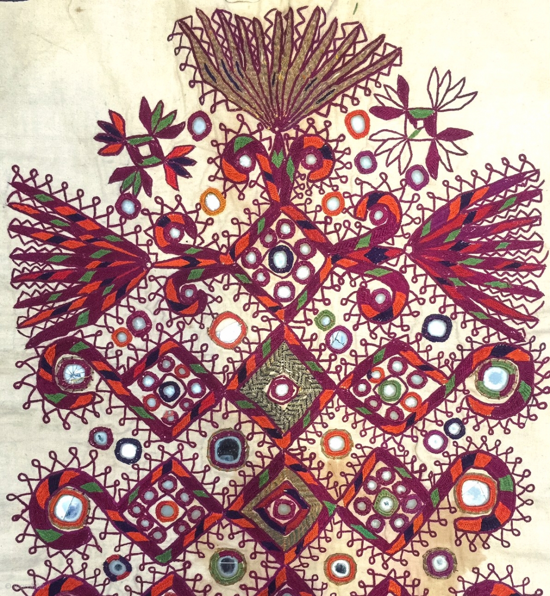 A beautiful silk, mirror and metal work embroidery from Afghanistan