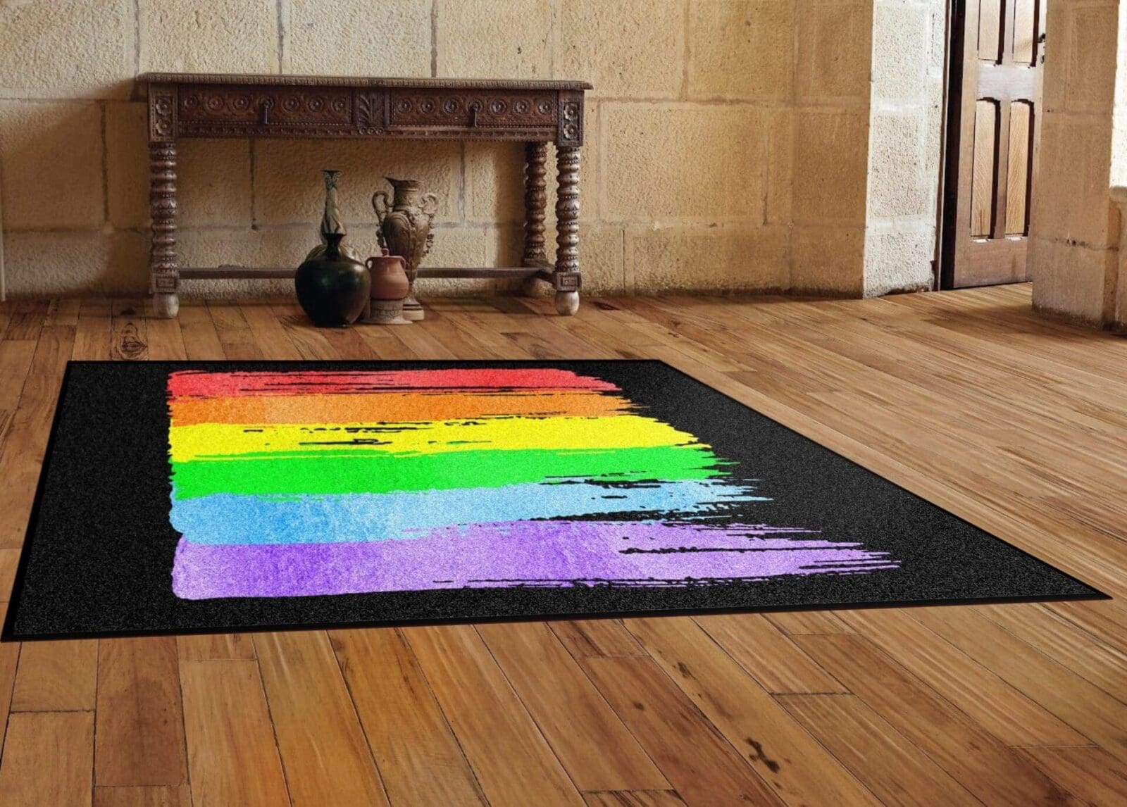 Rainbow Contemporary Flag Area Rug Rug Rats