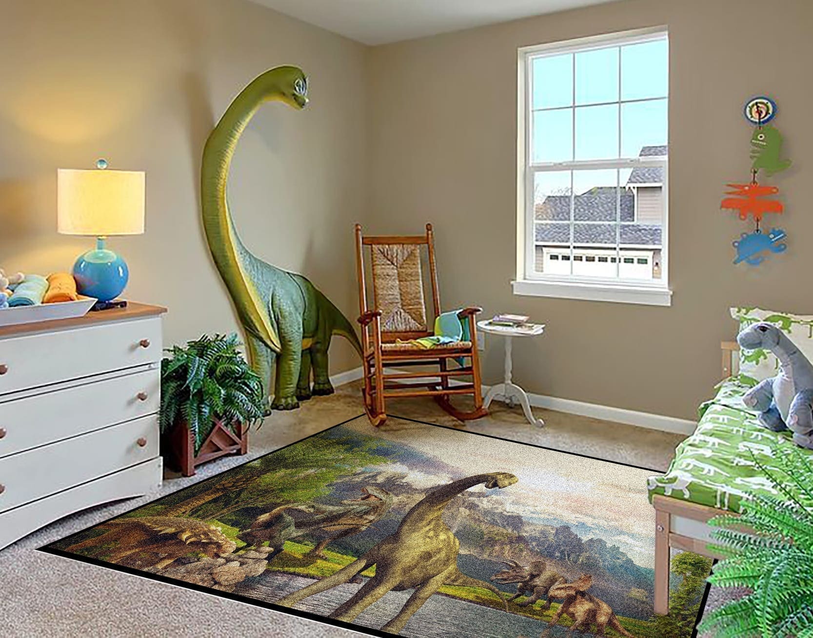 Dinosaur Scene Child's Rug