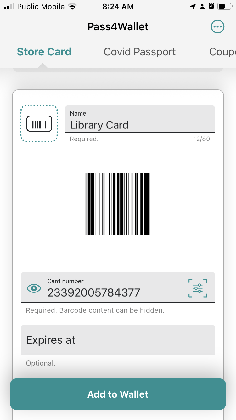 How to add your PEI Library Card to Apple Wallet