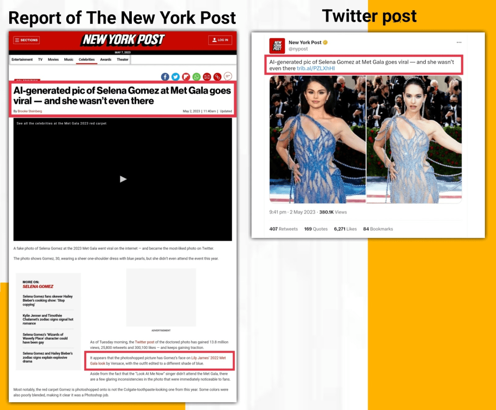 The New York Post claims the edited photo of Selena Gomez is an AI