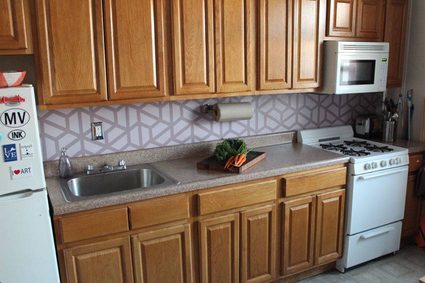 How To Paint a Geometric Tile Kitchen Backsplash Runaway Apricot