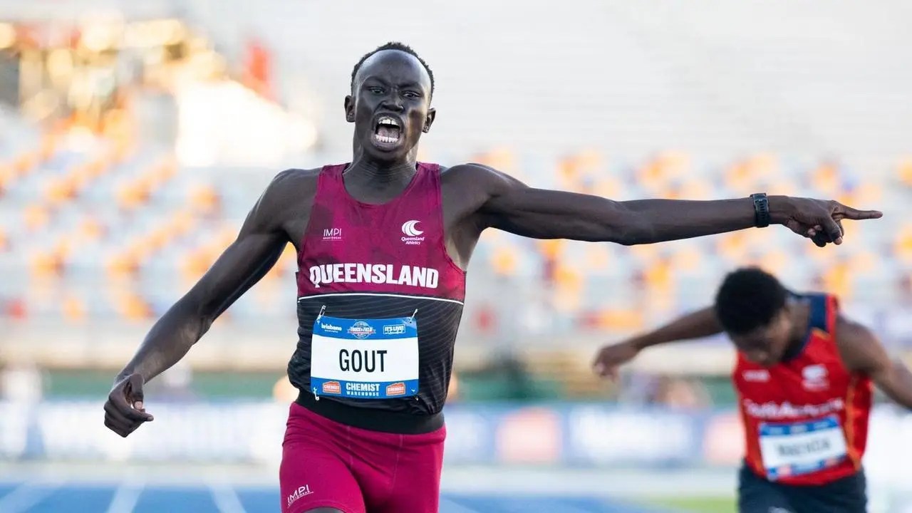 Teen Sprint Phenom Gout Gout Eyes Historic Double at Queensland Titles(05)