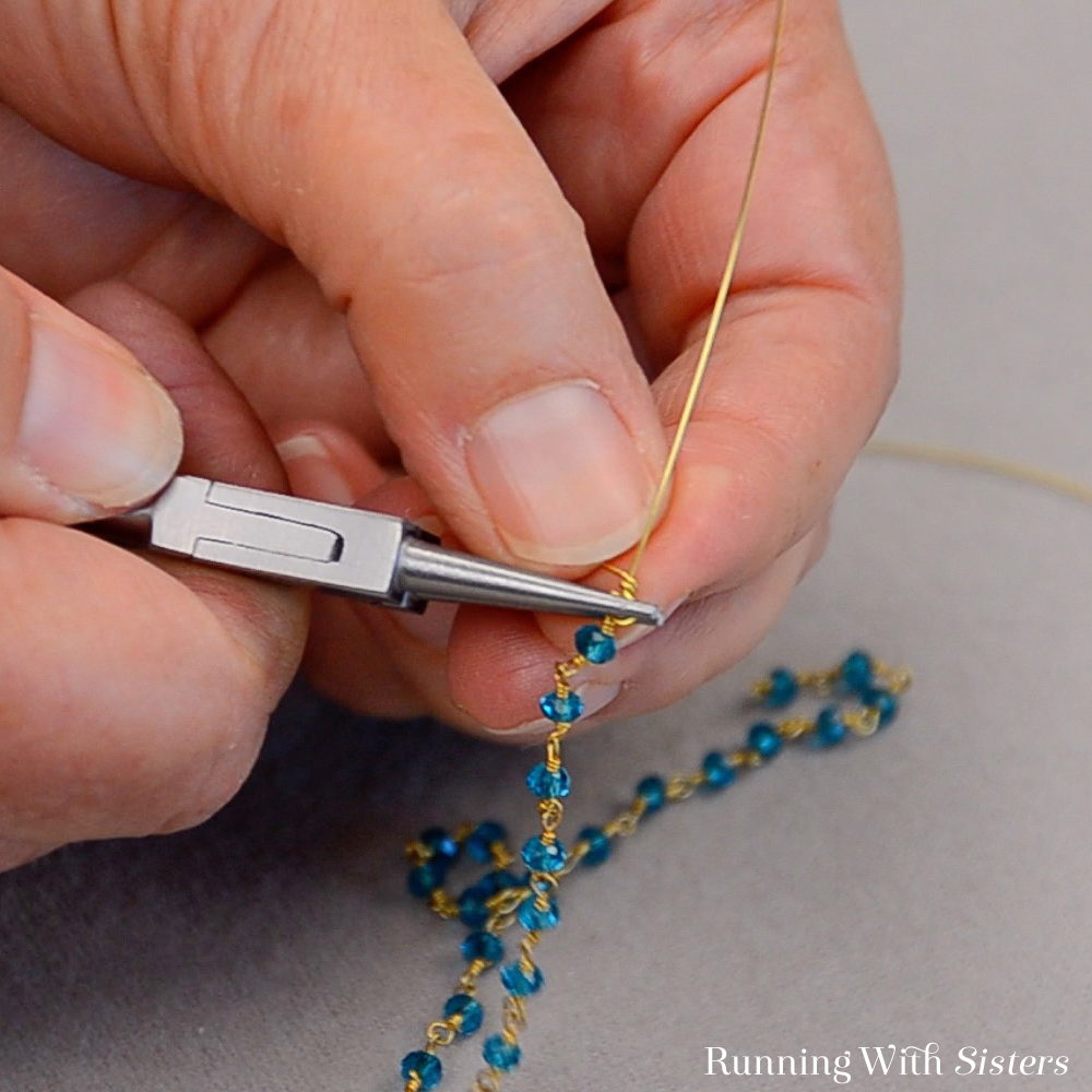 14 Multi Strand Necklace Finish Wrapped Loop Through Link In Beaded