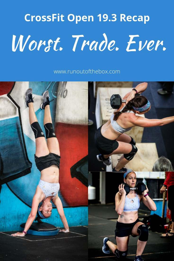 The CrossFit Open 19.3 workout had a concession for shorties: handstand pushups. But the trade-off? Weighted box step-ups. Read on for the recap from a scaled athlete's perspective.