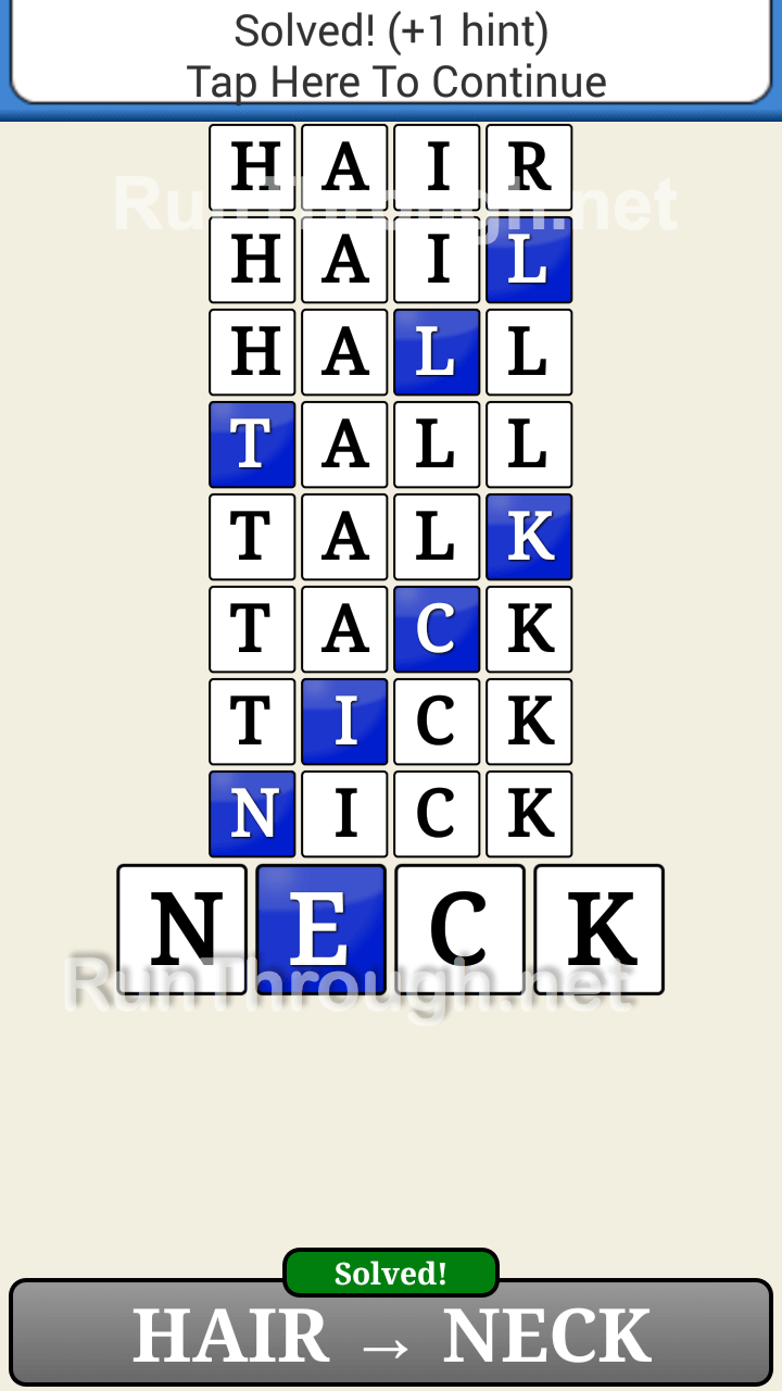 Word Ladder Walkthrough The Body 7 RunThrough