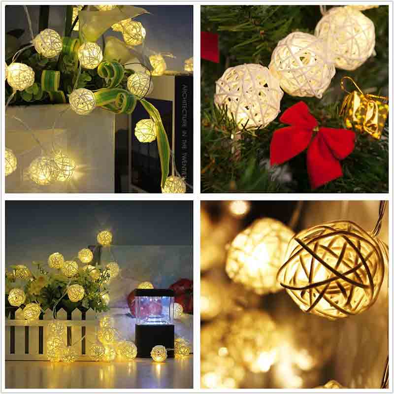 LED Rattan Ball String Light