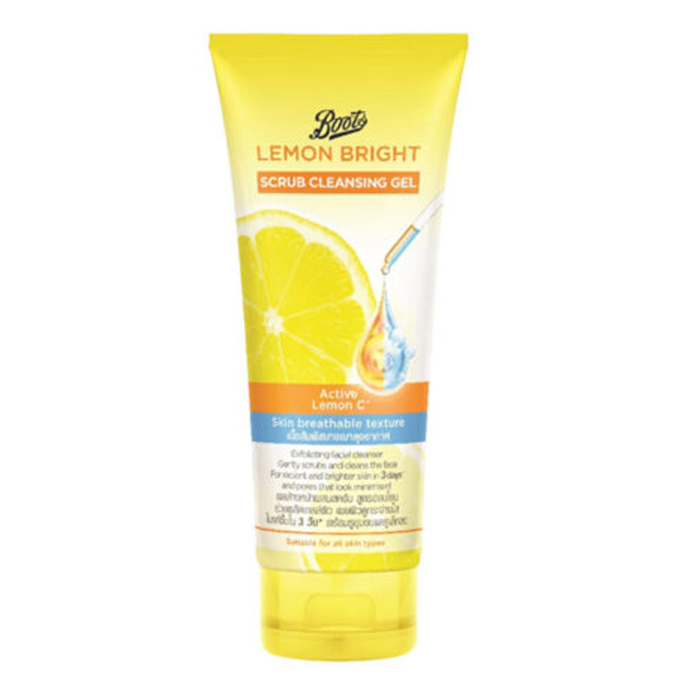Boots Lemon Bright Scrub Cleansing Gel Face Wash, 100 Ml
