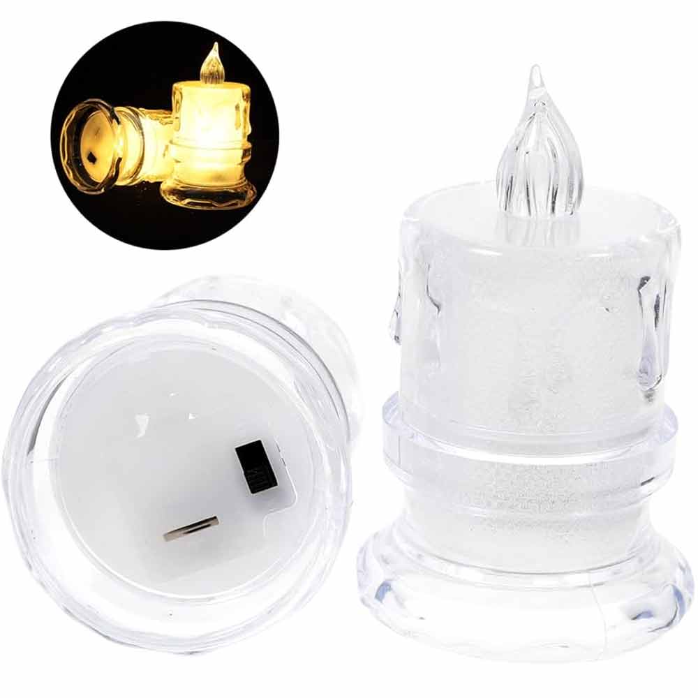 Plastic Candlesticks Flameless Timer Candles Fake Candles Lights