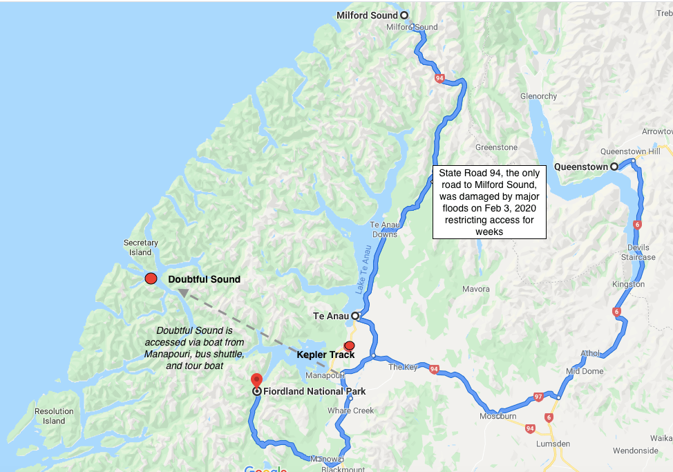 Free Detailed Terrain Map of Fiordland National Park