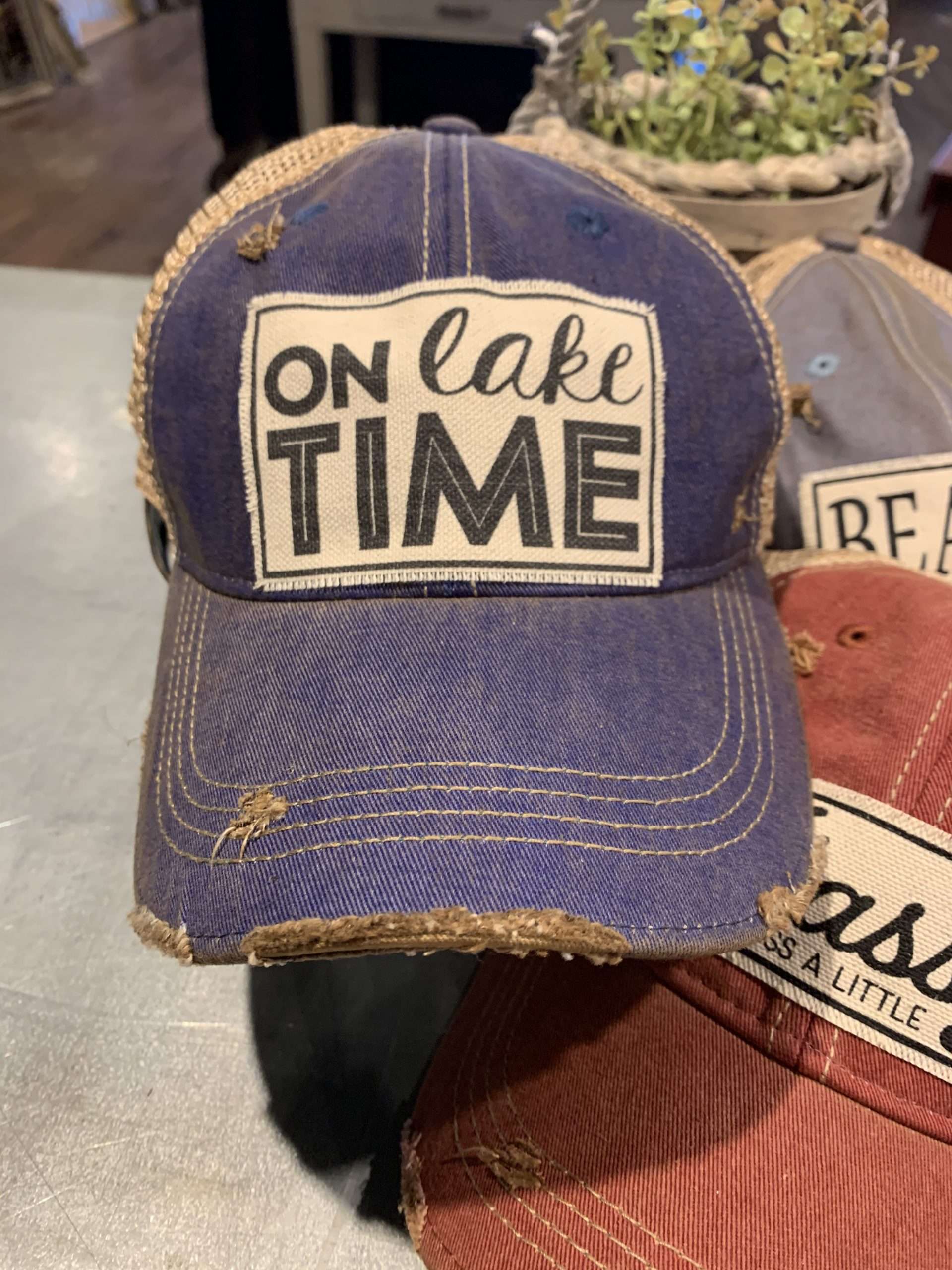 Vintage Trucker Hat On Lake Time rusted fence