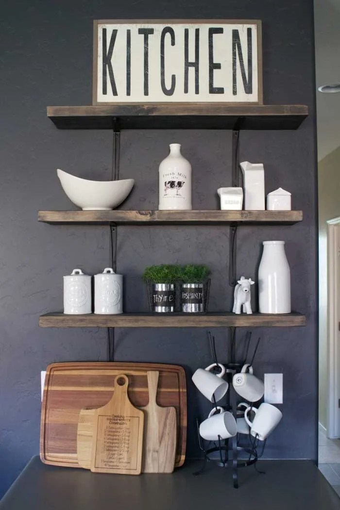 What To Put On Open Kitchen Shelving Rustic Crafts & DIY