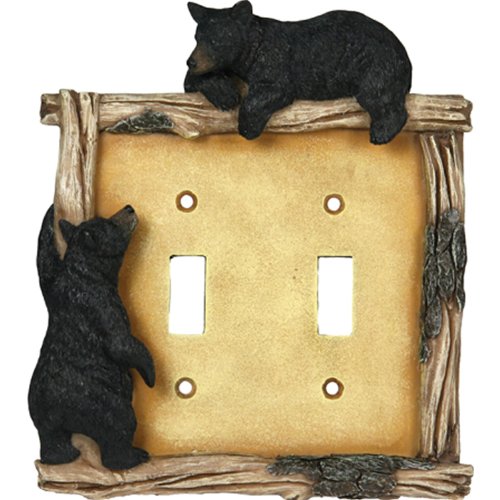 Rivers Edge Products Bear Double Switch Electrical Cover Plate rustic