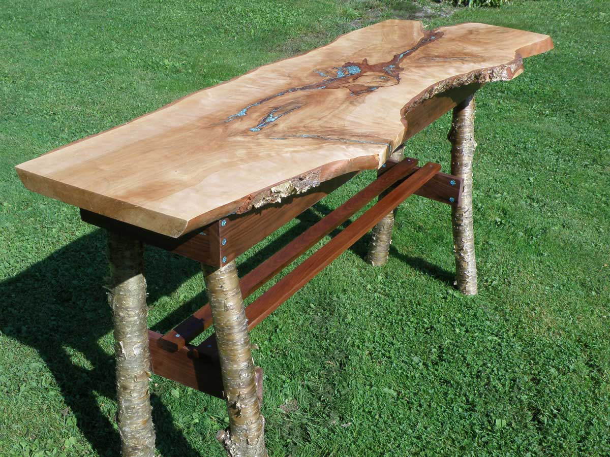 Turquoise Inlay Console Table Rustic Artistry