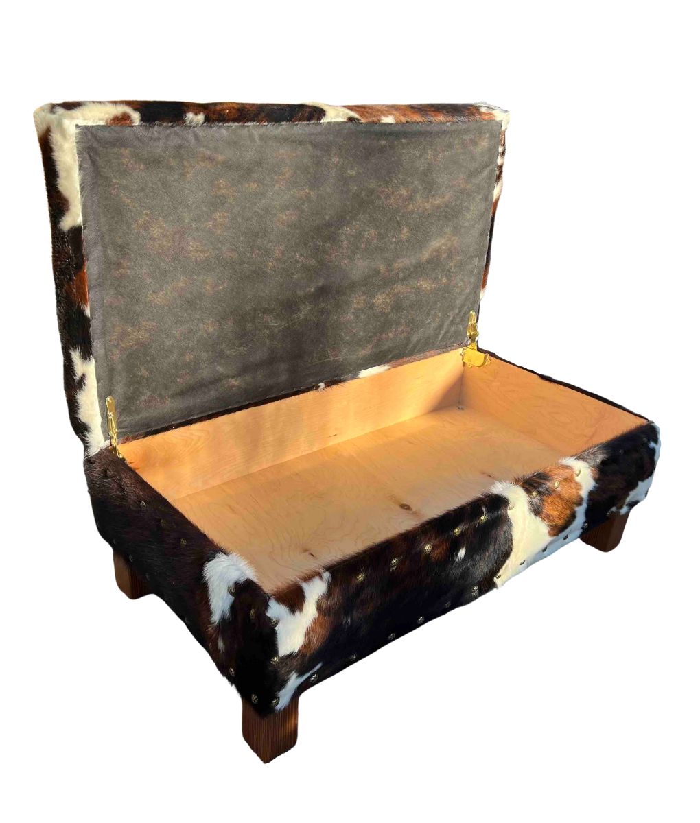 Cowhide Storage Ottoman Coffee Table Rustic Artistry