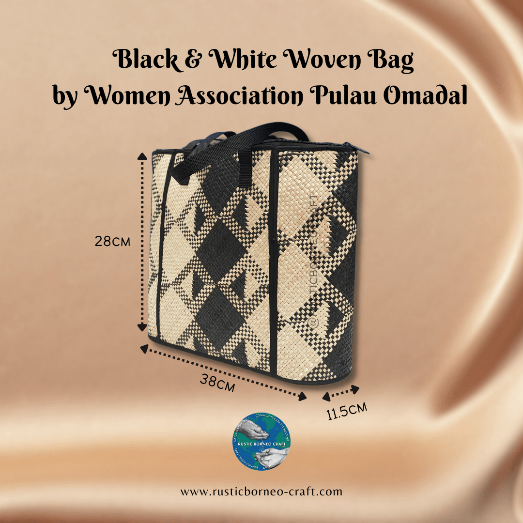 Black & White Handwoven Bag from Pulau Omadal Rustic Borneo
