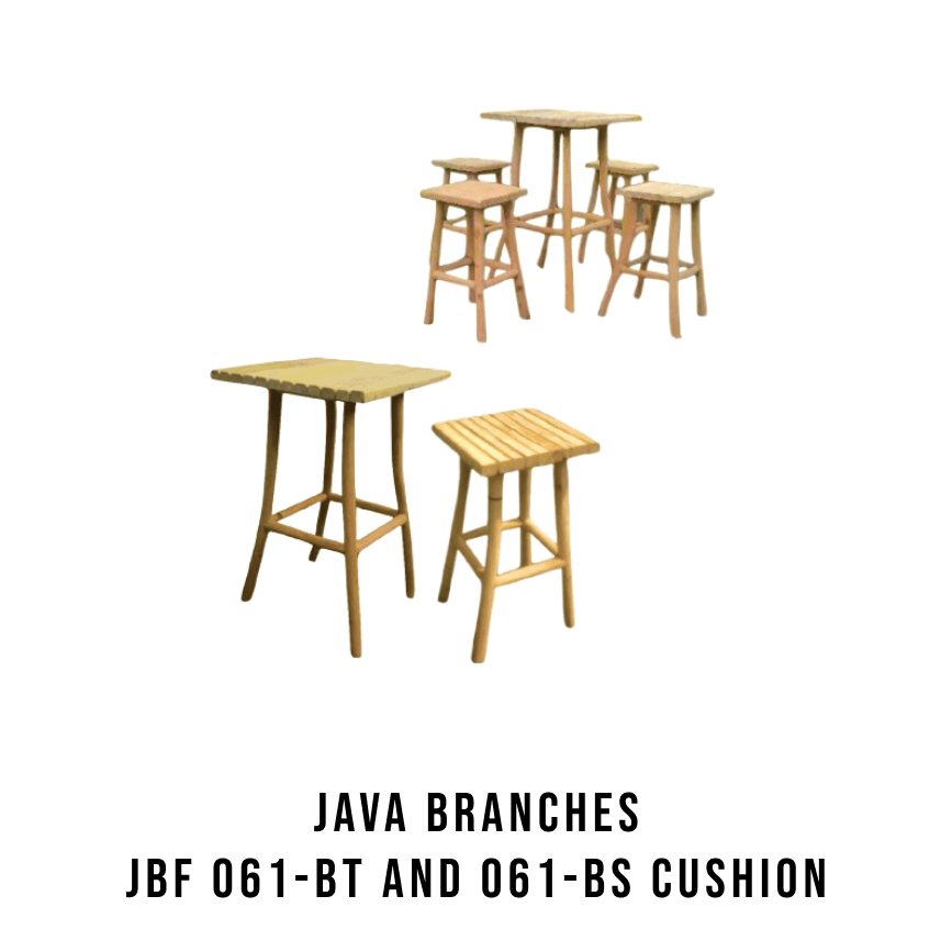 Square bar table plank & Square bar stool plank Rustic Branches Java