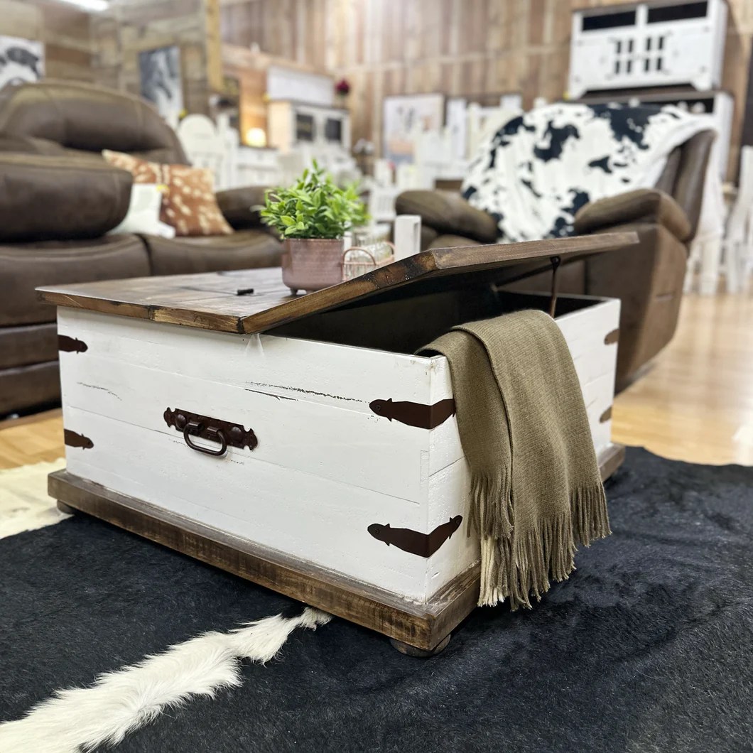 Farmhouse Trunk Coffee Table Set Rustic Furniture Depot