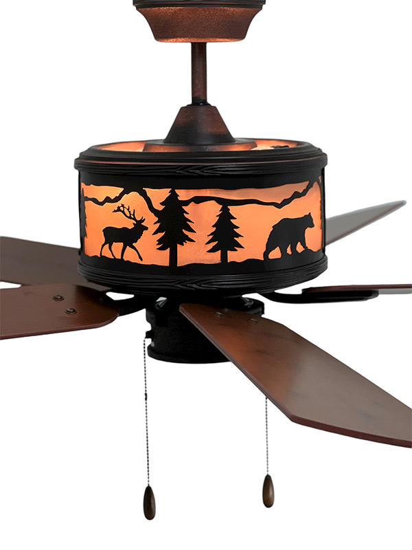 Copper Canyon Mountain View Forest Animal Ceiling Fan - Rustic Lighting