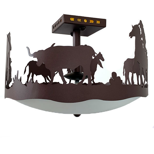Rustic Western Ceiling Light Cowboy RoundUp Ranch Style