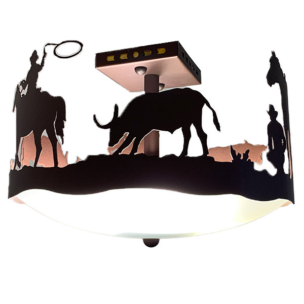 Rustic Western Ceiling Light Cowboy RoundUp Ranch Style