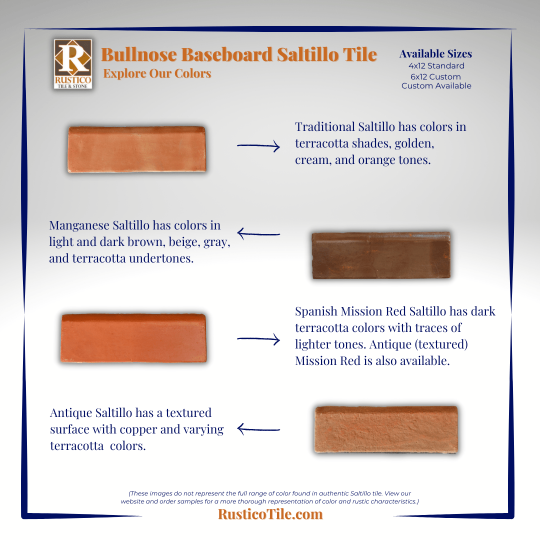 Bullnose Saltillo Tile Terracotta Baseboard Tile (Photos