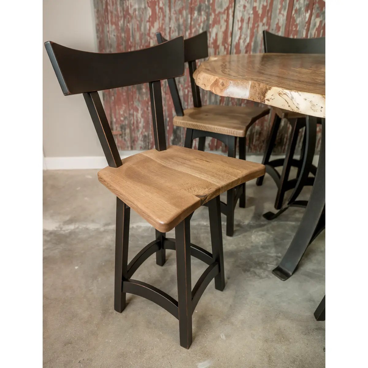 Oak Swivel Stool with Back Pub Stools l Rustic Red Door
