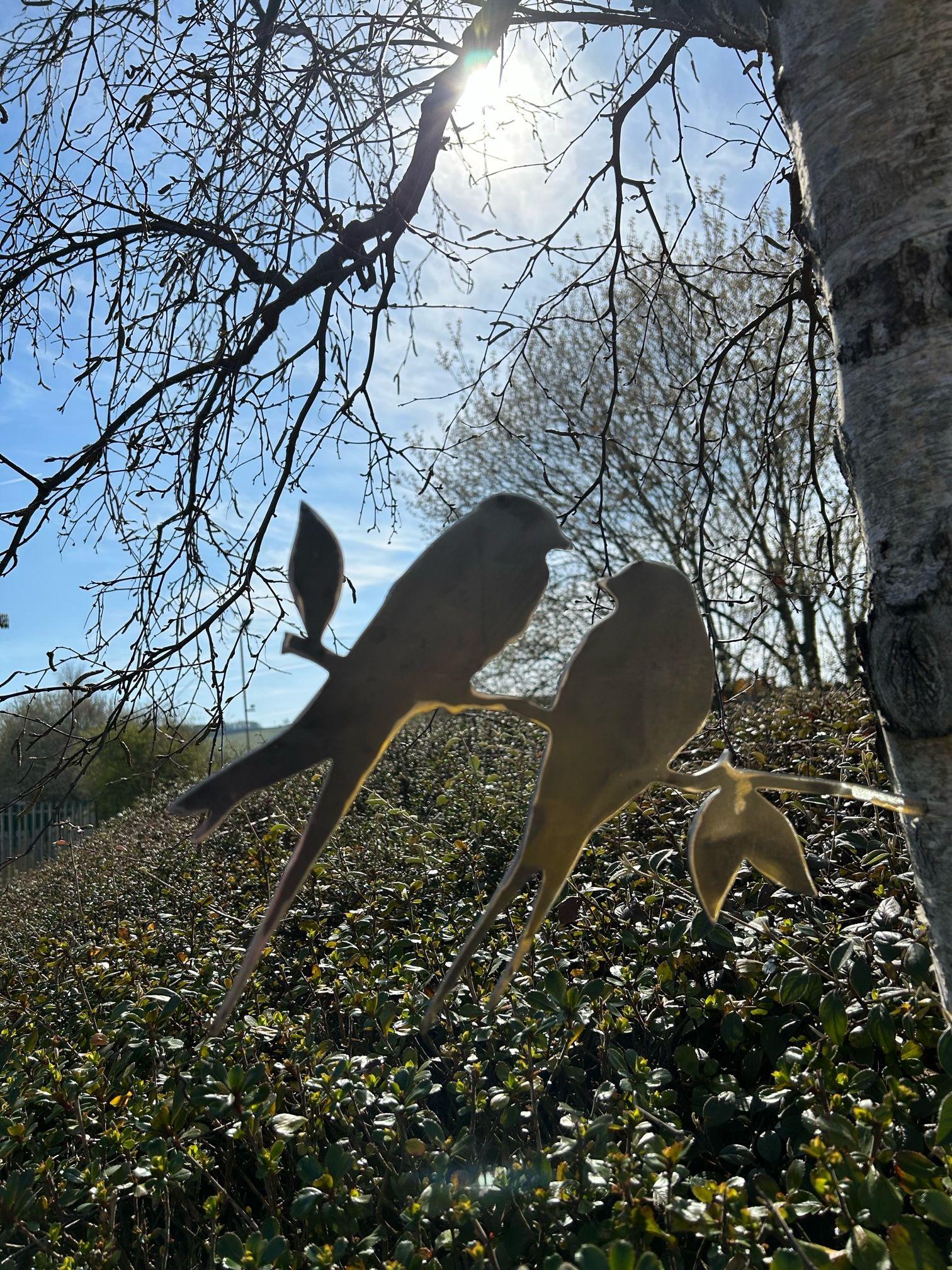 Love birds garden art sculpture 2 Rustic Revive