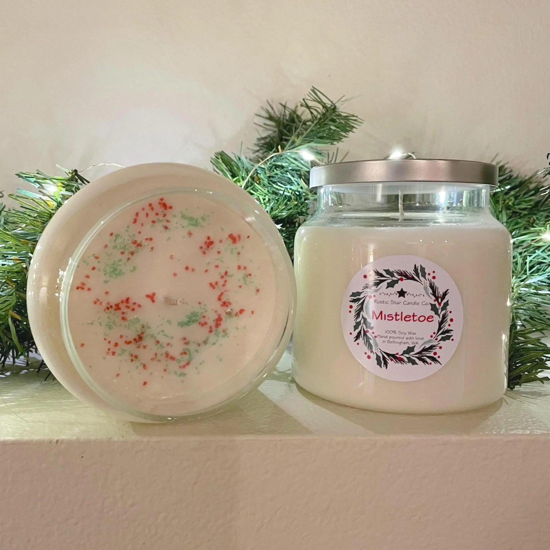 Mistletoe, 16oz Rustic Star Candles 100 Soy Wax Candles & Melts in