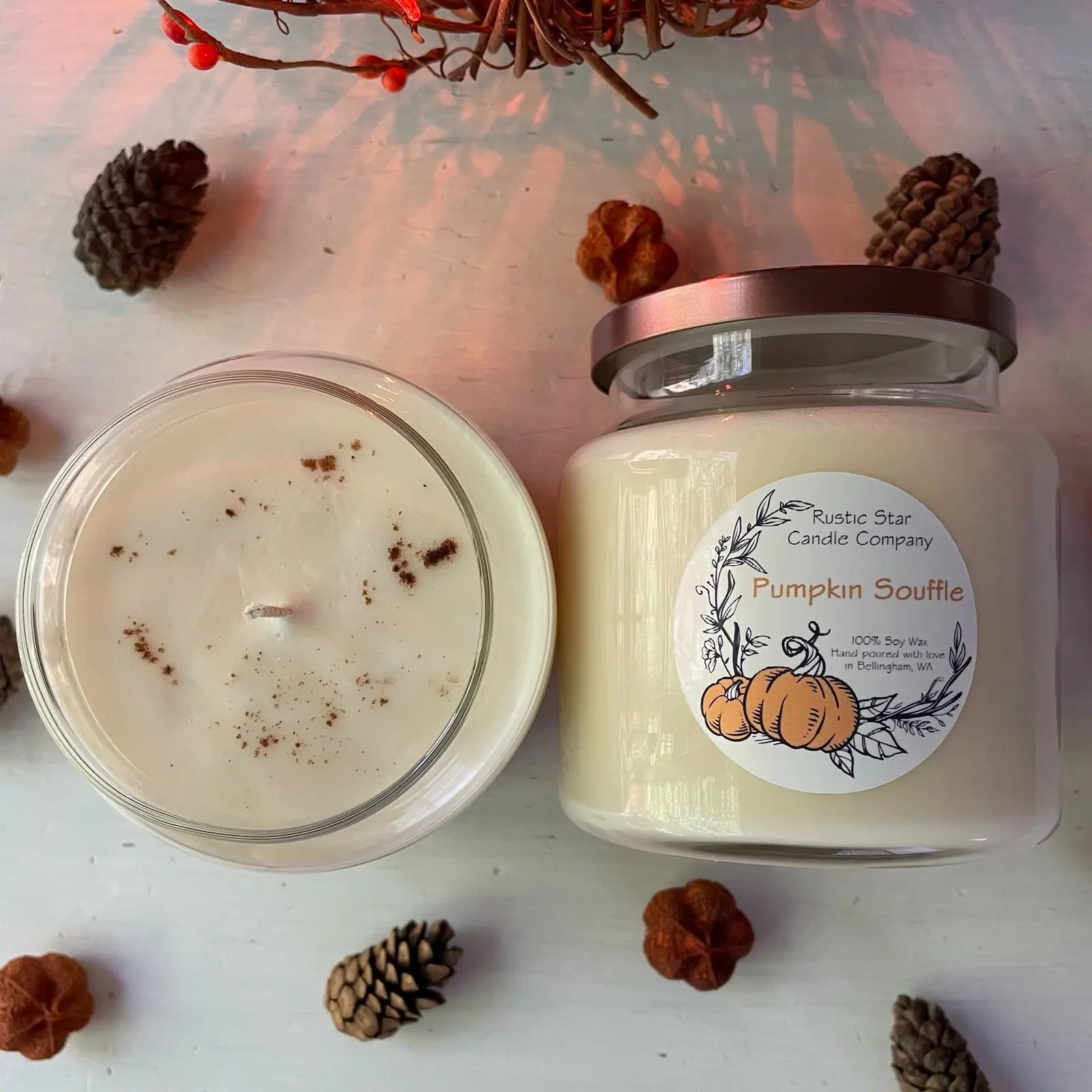 Pumpkin Souffle, 16oz Rustic Star Candles 100 Soy Wax Candles