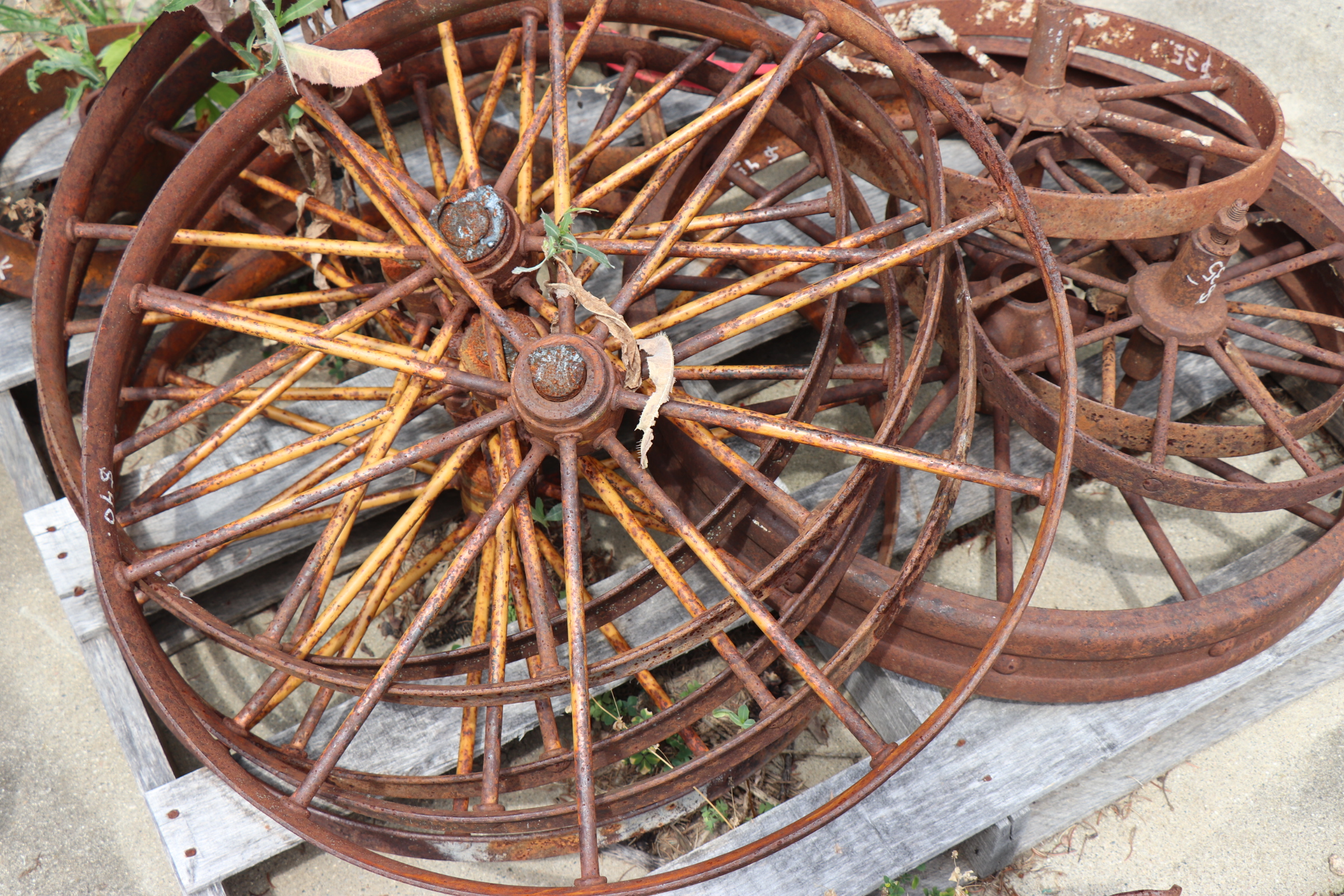 Mixed Lot of Antique Tractor and Wagon Wheels Grand Blanc Tractor Sales