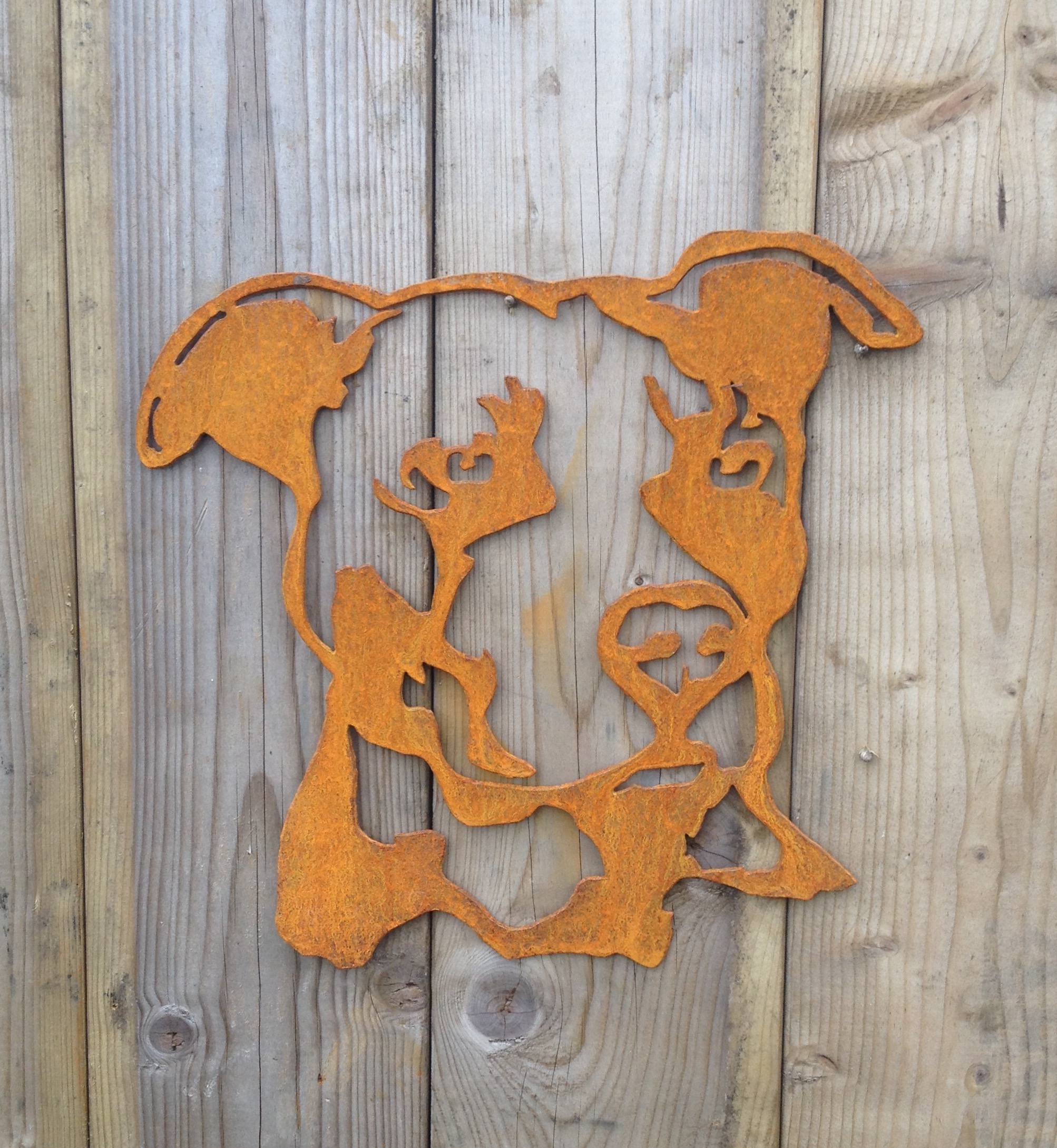 Staffordshire Bull Terrier Dog Head Rusty Gardens Gifts