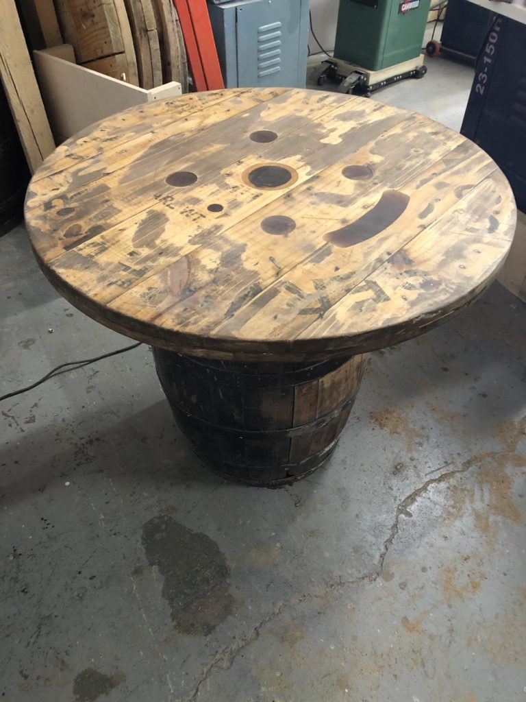 Wooden Top Barrel Tables Rustyk Design Calgary Rustic Furniture