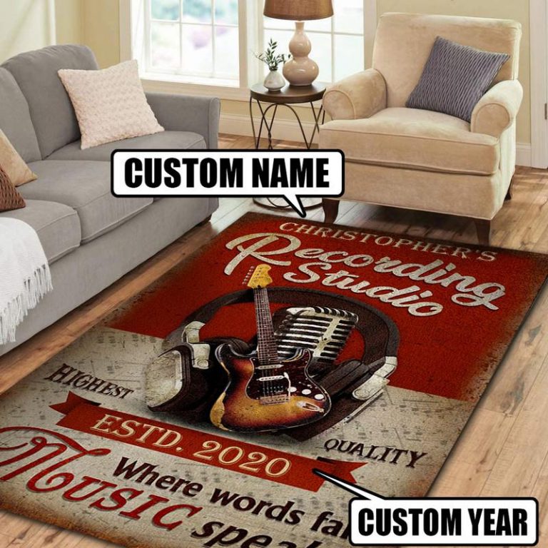 personalized recording studio rug 07009 Rustypod Store