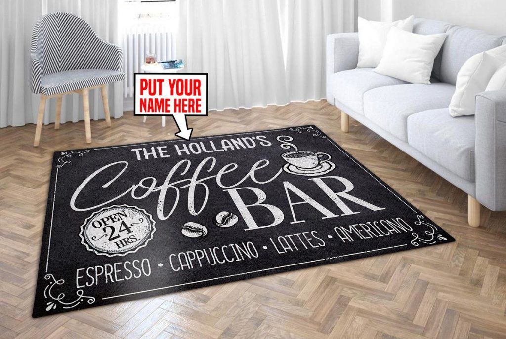 personalized coffee bar rug 07076 Rustypod Store