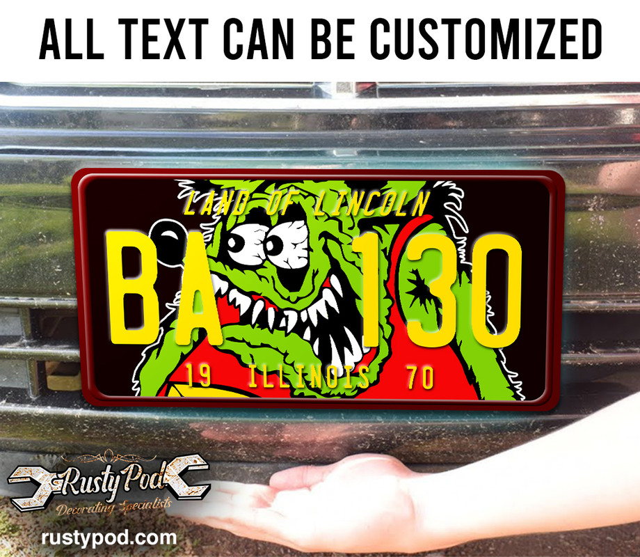 personalized hot rod rat fink old school rat rod license plate