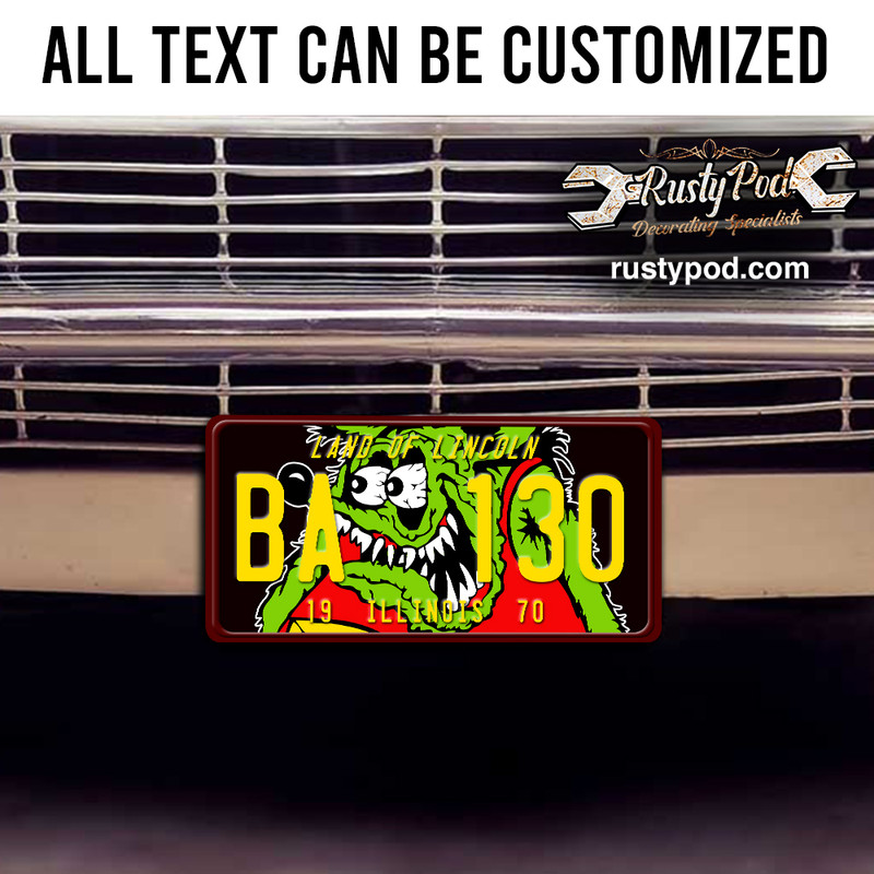 personalized hot rod rat fink old school rat rod license plate