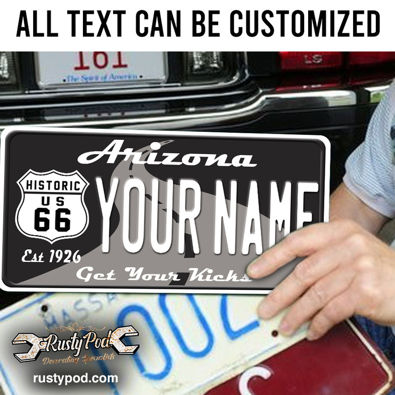 personalized route 66 hot rod license plate 10169 Rustypod Store