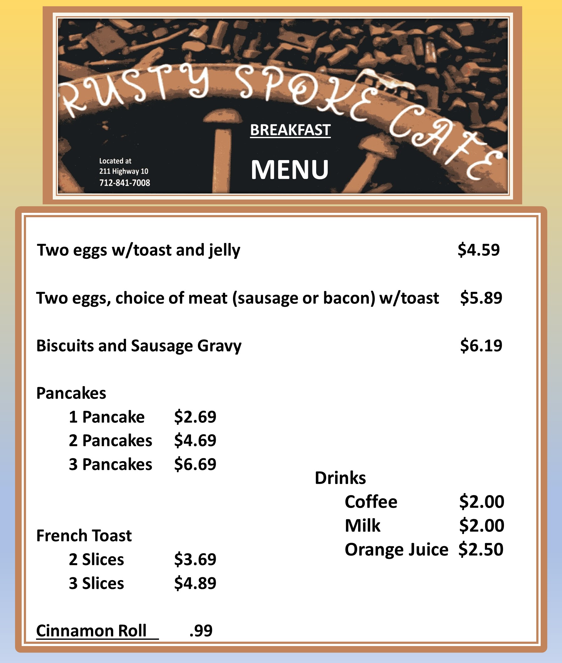 Rusty Spoke Cafe Good Food Not Fast Food