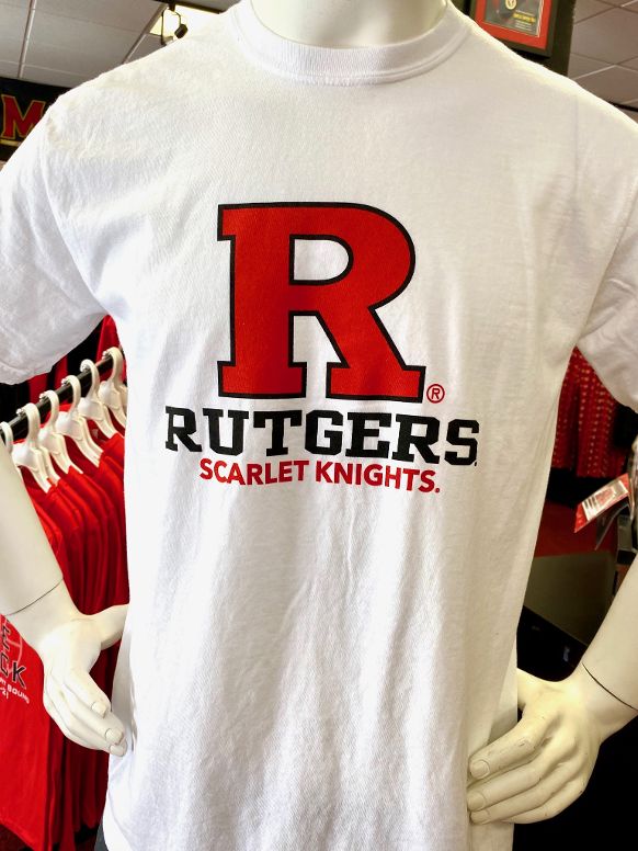 Rutgers Comfort Colors R Tee in White Scarlet Fever Rutgers Gear