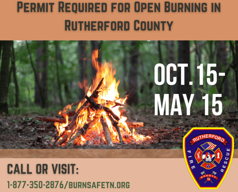 Open Burning in Rutherford County Requires Permit October 15May 15