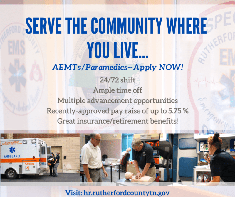 Rutherford County EMS Moves to 24/72 Shifts for Employees Rutherford