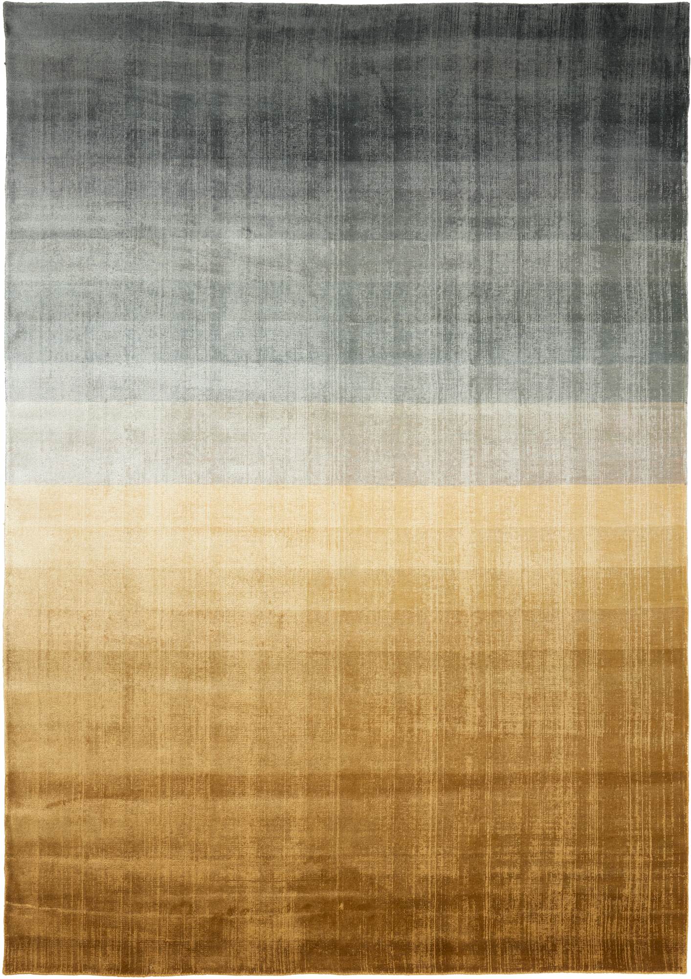 Handloomed 100 viscose yellow and grey striped rug Ruth Noble Interiors