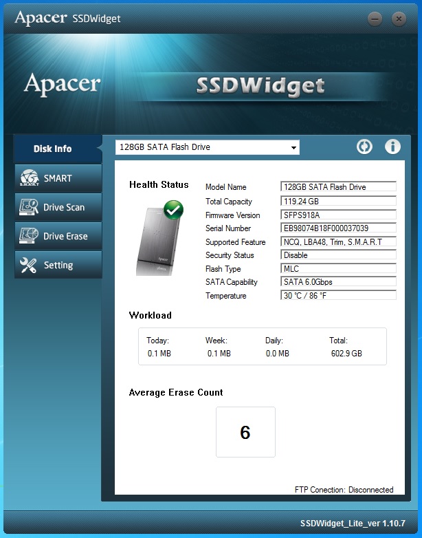 Apacer SSDWidget realtime monitoring software beyond S.M.A.R.T