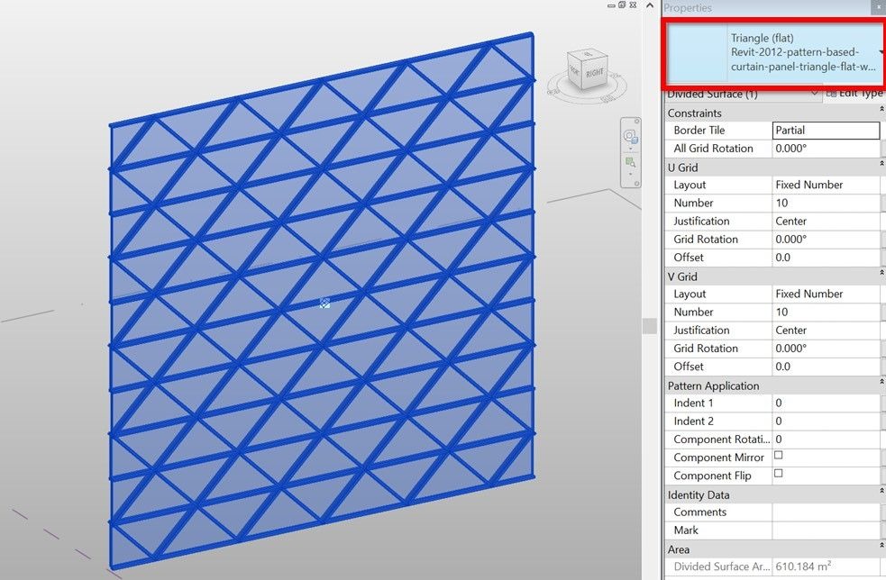 Revitcurtainpanelpatternbasedtriangleflatappliedtodivided