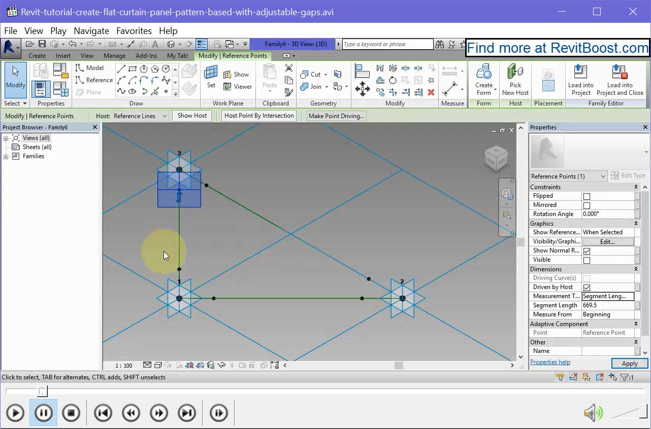 Create triangular Revit curtain panel with gap joints RV Boost