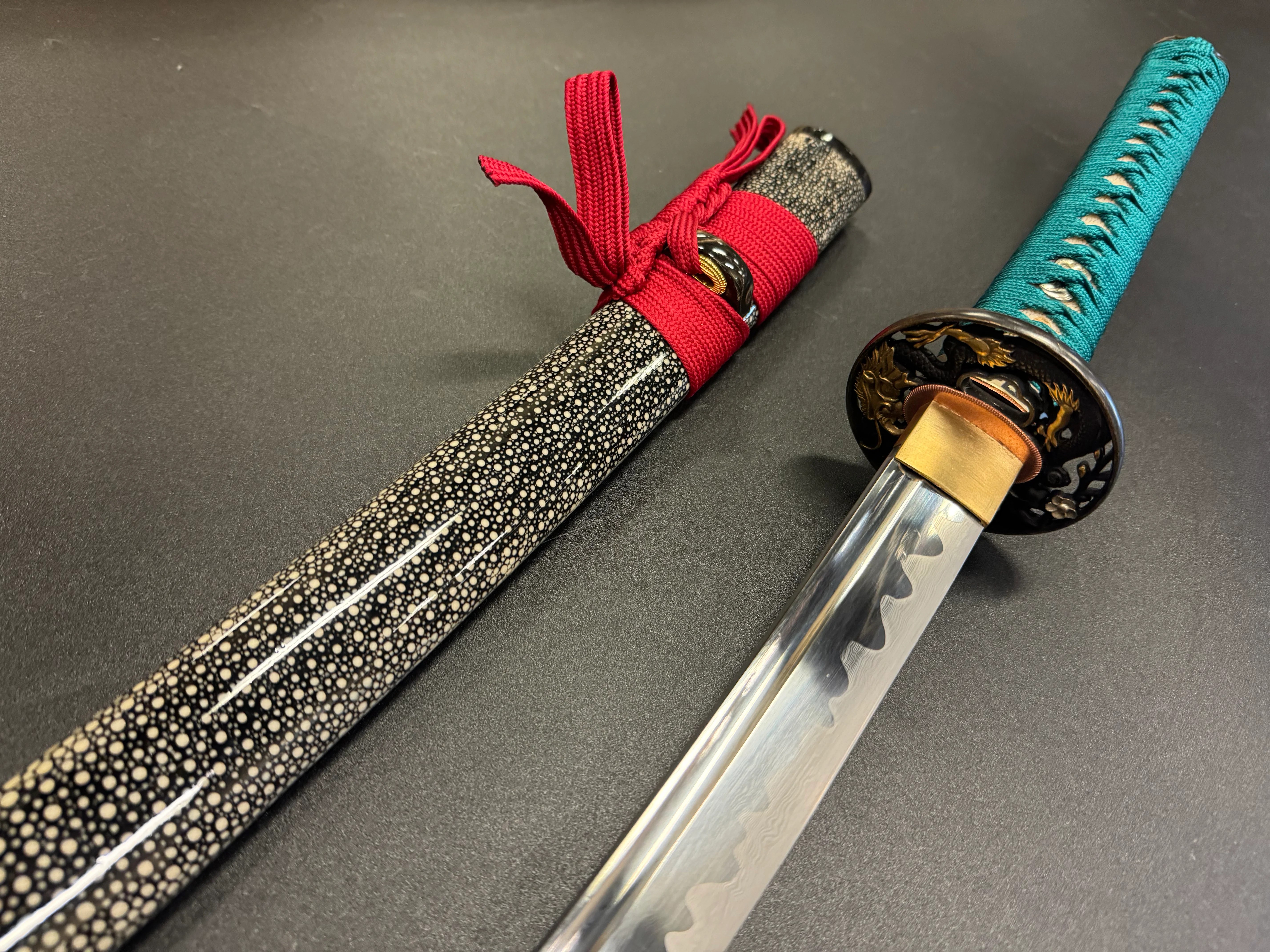 Swordier Katana Teal Dragon Folded Steel RVA Katana