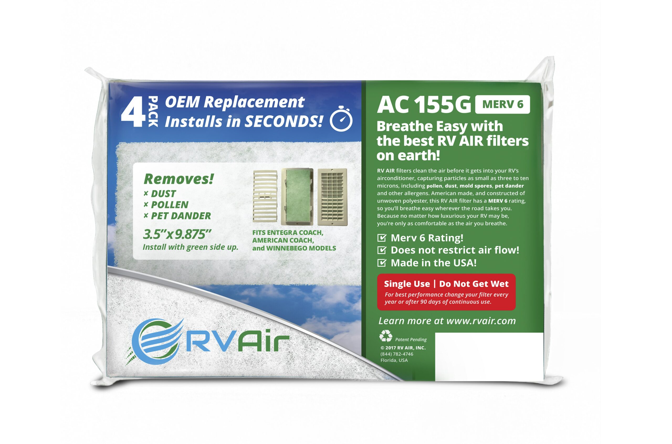 RV Air Filter AC155G RV Air Camper & RV Air Filters