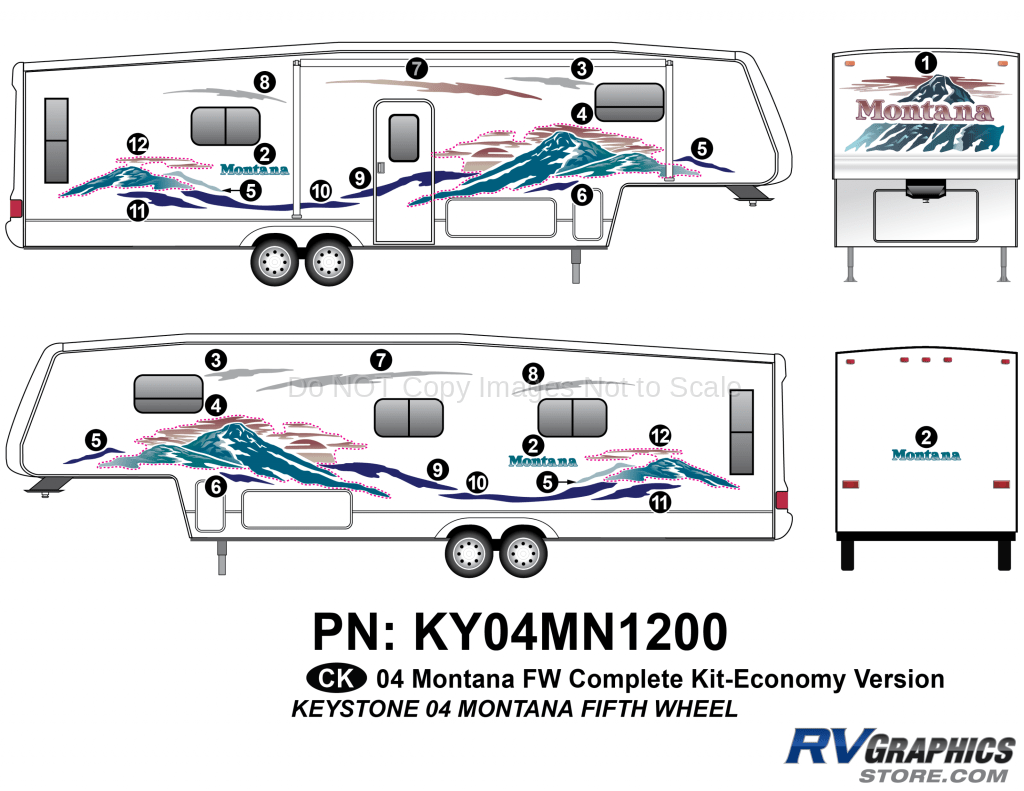 26 Piece 2004 Montana FW Complete Graphics Kit Economy Version